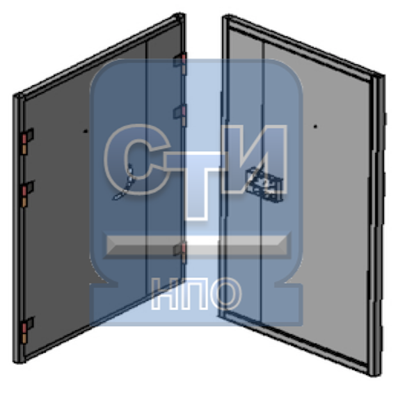 Блок дверной металлический усиленный с глазком, замком камерного типа, двустворчатый — Усиленные, НПО СтройТехИнвест — фото 1