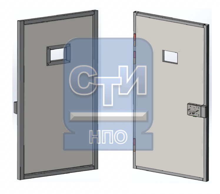Блок дверной металлический усиленный, со смотровым окном, замком камерного типа одностворчатый — Усиленные, НПО СтройТехИнвест — фото 1