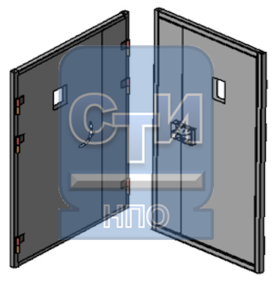 Дверь металлическая усиленная, со смотровым окном, замком камерного типа двустворчатая — Усиленные, НПО СтройТехИнвест — фото 1