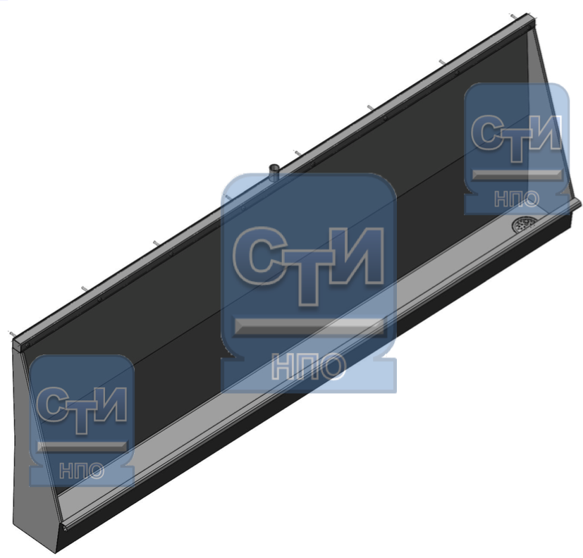 Писсуар антивандальный из нержавеющей стали для четырех человек