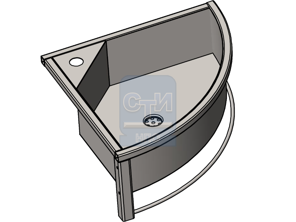 Раковина настенная угловая антивандальная с держателем для полотенца