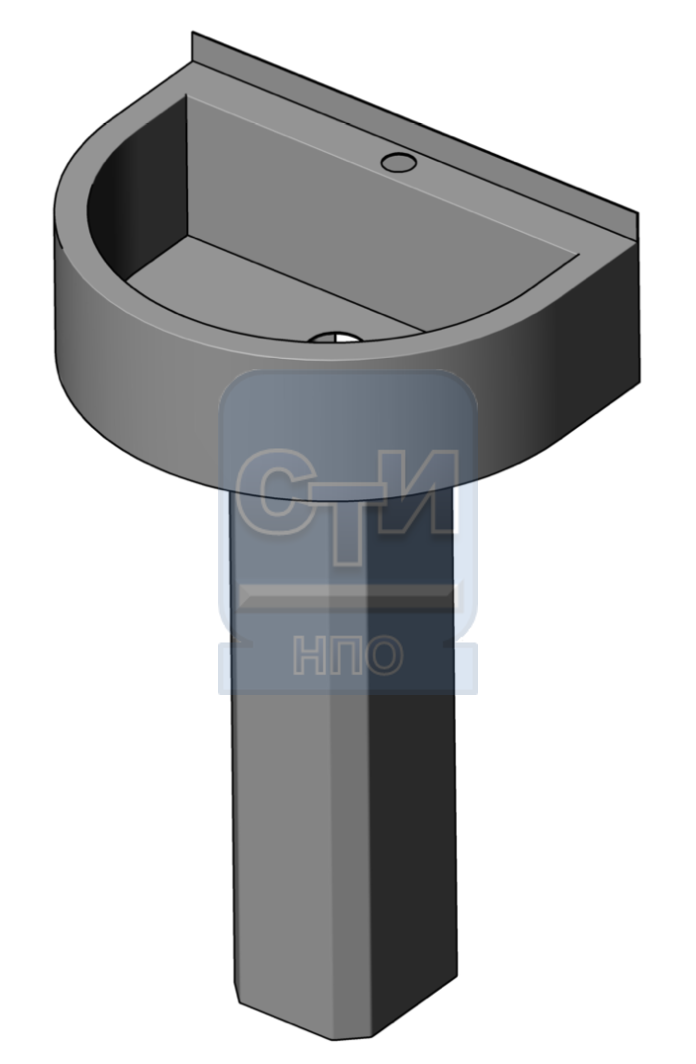 Раковина полукруглая настенная с пьедесталом антивандальная